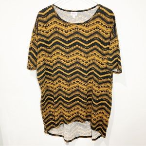 LuLaRoe Irma Tunic Dress Short Sleeve Aztec Zigzag Print High Low Hem NWOT